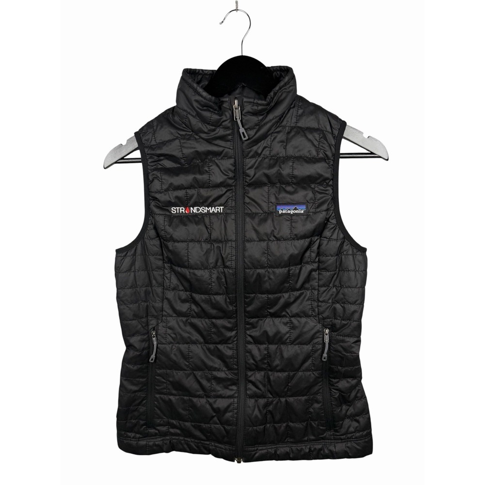 PATAGONIA Black Nano Puffer Vest Brand Logo Mock Neck Zip Women's XS